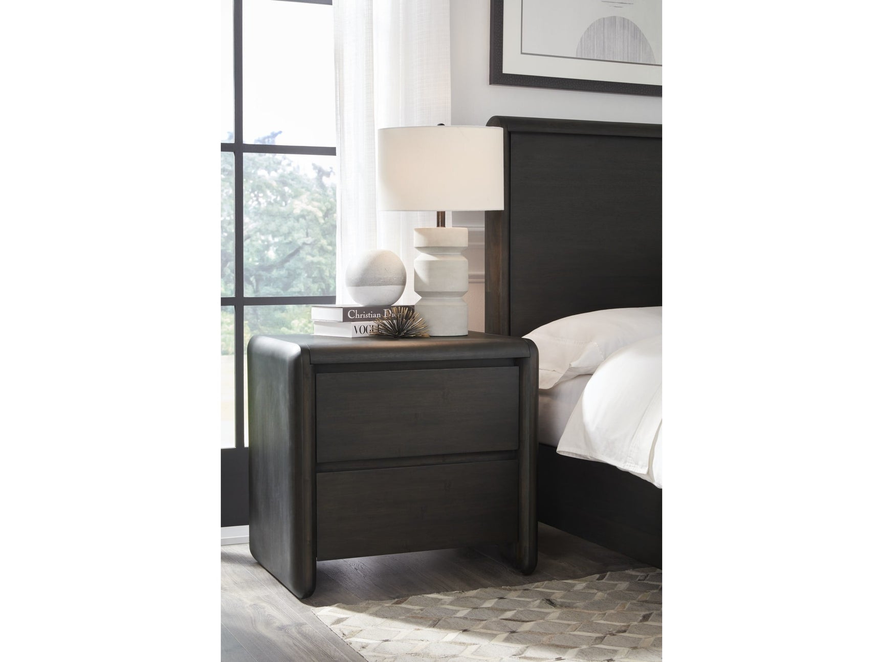 Xolani Jaguar Two Drawer Acacia Wood Nightstand - Ornate Home