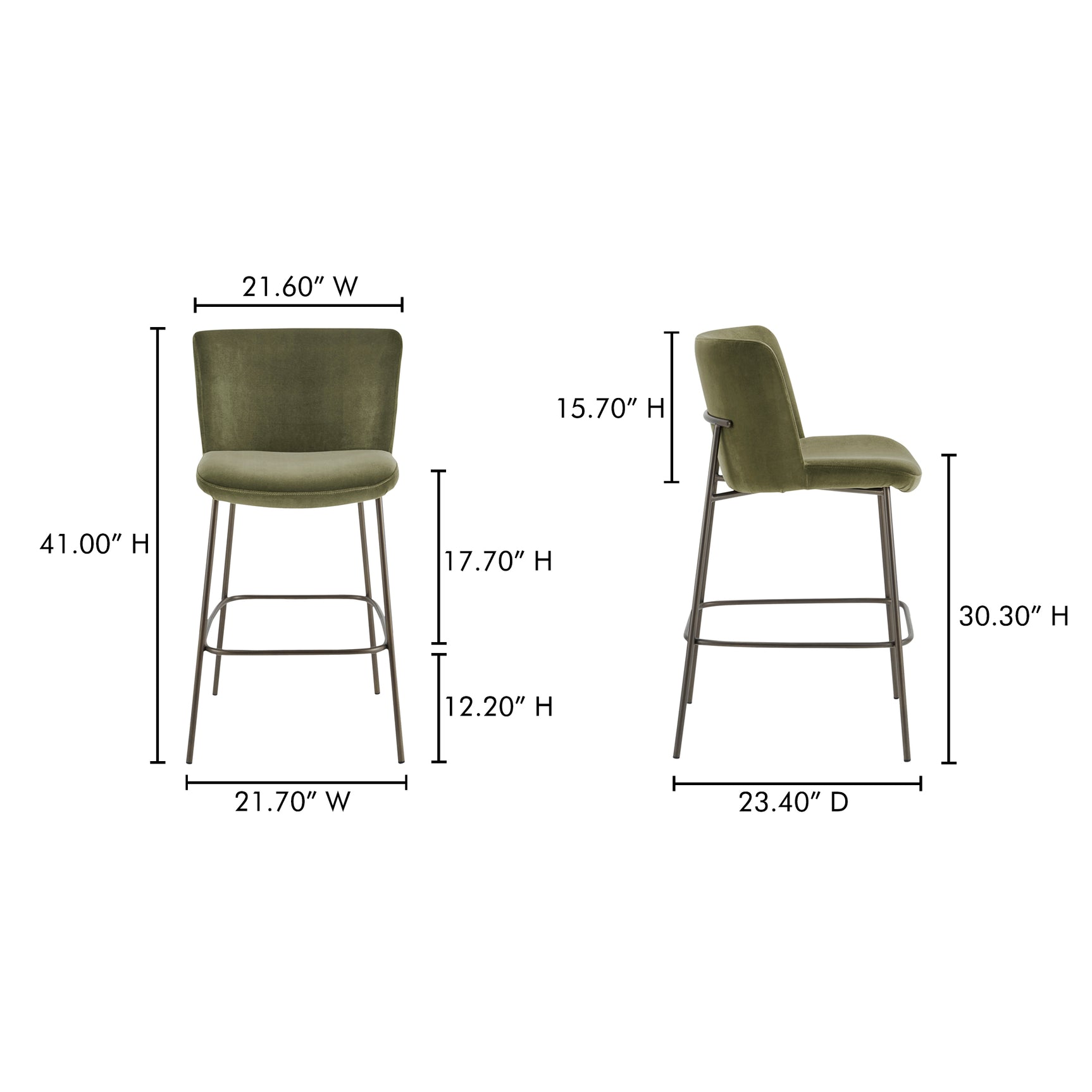 Early Green Bar Stool Faux Mohair