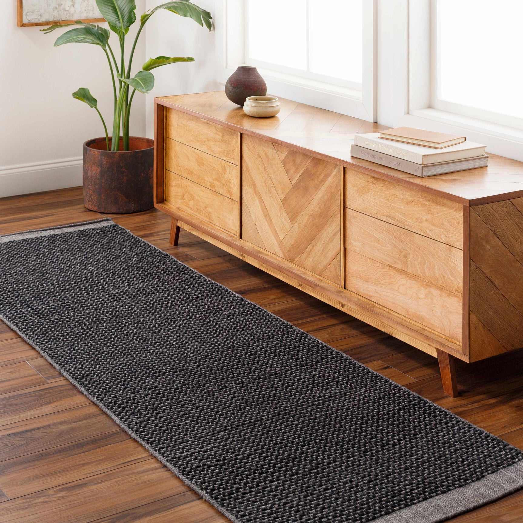 Yong Hand Loomed Black Rug - Clearance