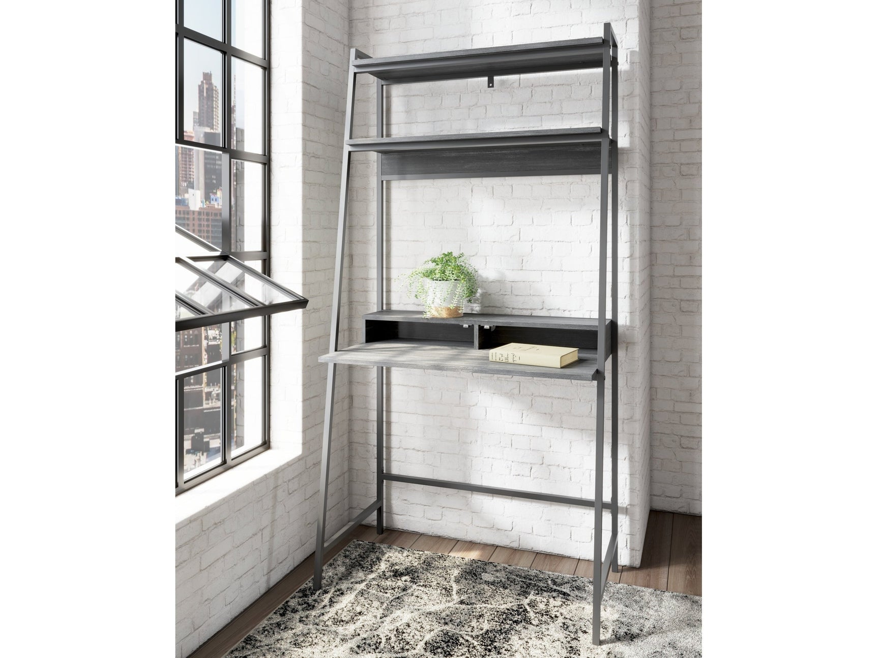 Yarlow Black 36" Home Office Desk with Shelf - Ornate Home