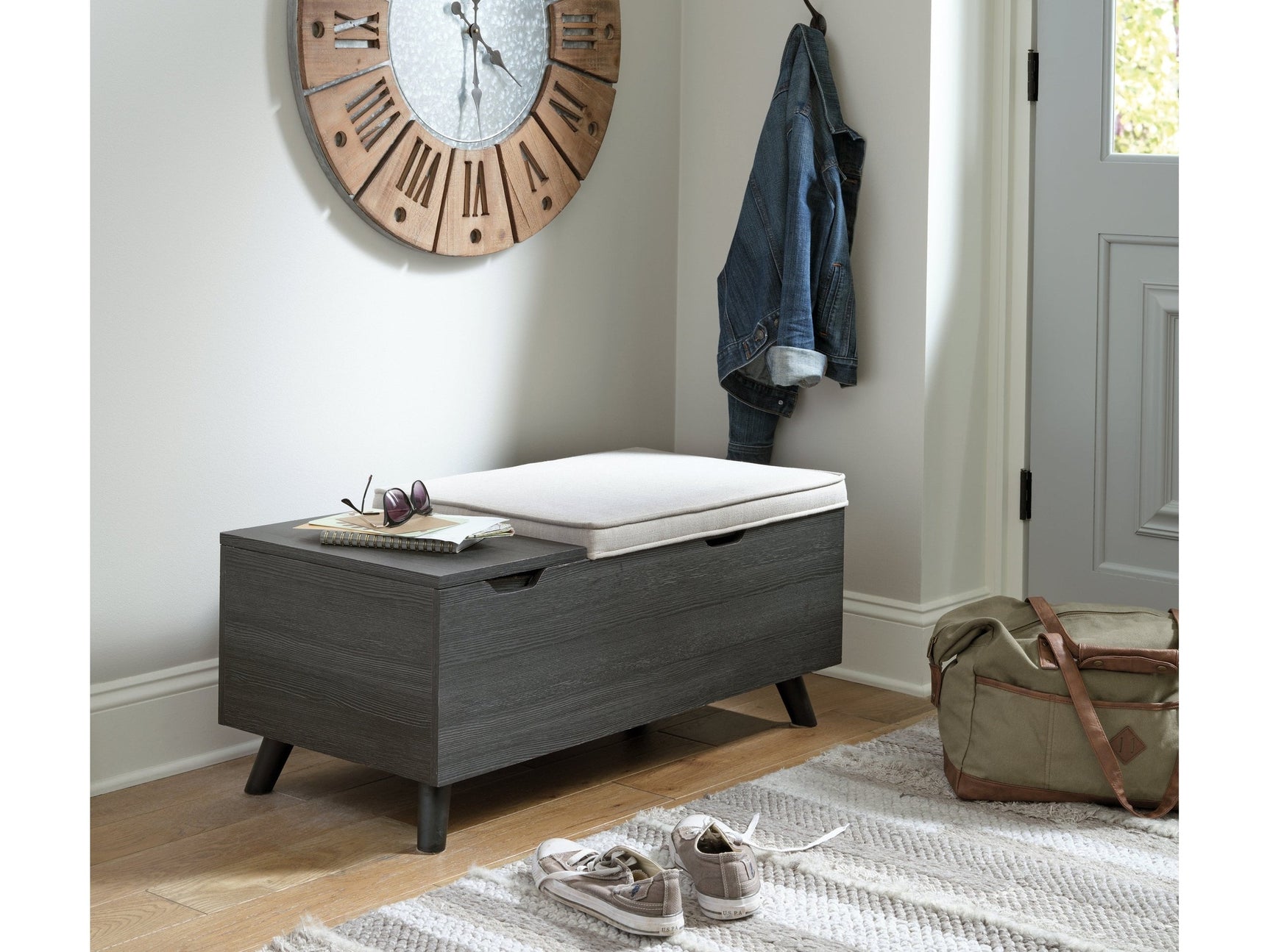 Yarlow Linen/Gray Storage Bench (Online Special Price) - Ornate Home