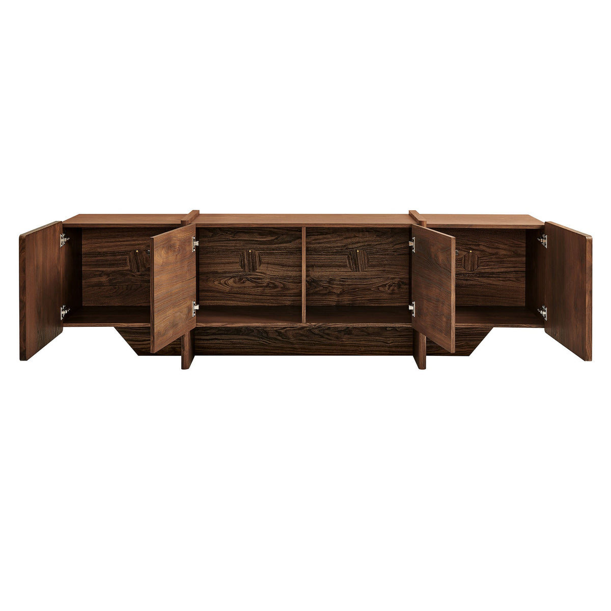 Yarrow Walnut 77 Inch Fluted Four Door TV Stand