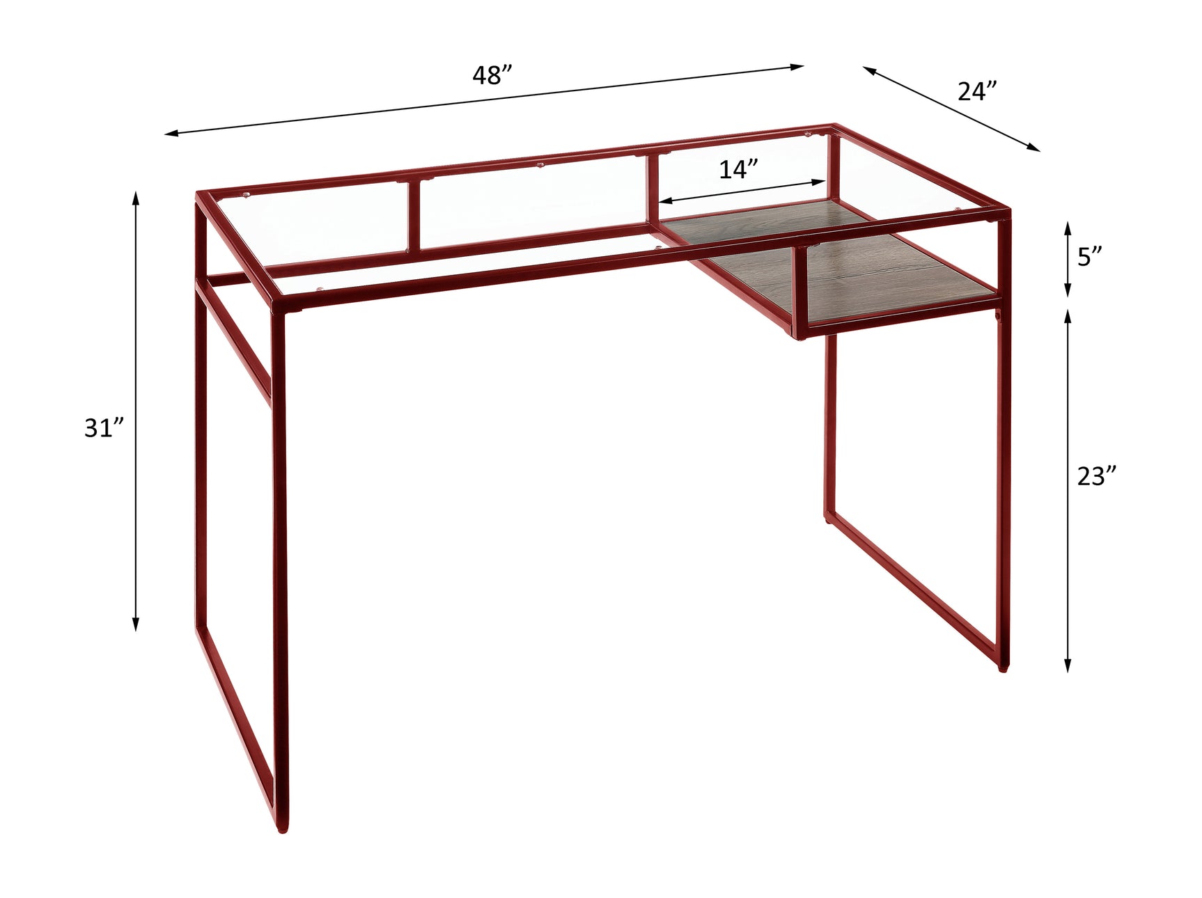 Yasin Red & Glass Desk - Ornate Home