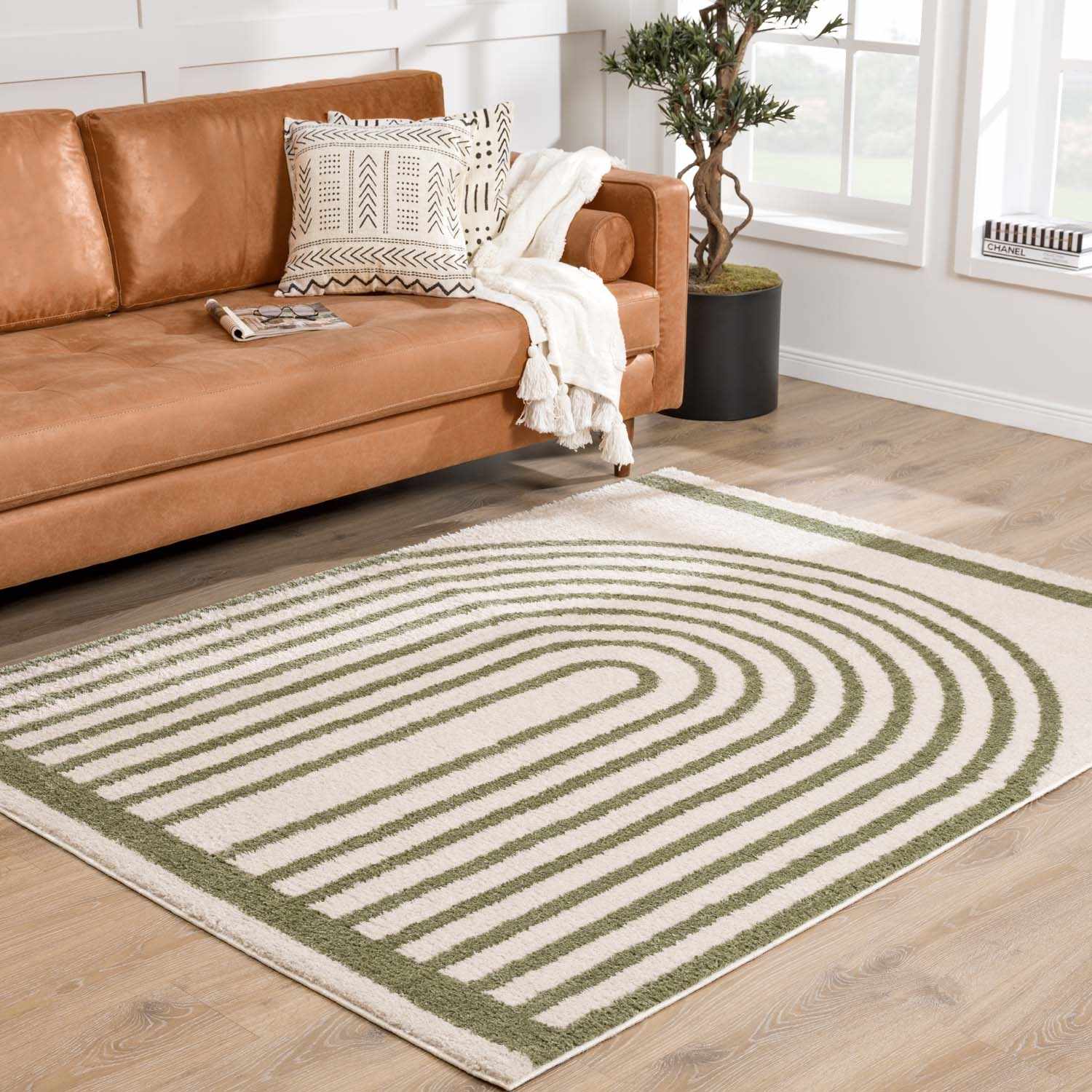 Yasuo Green Washable Area Rug - Ornate Home