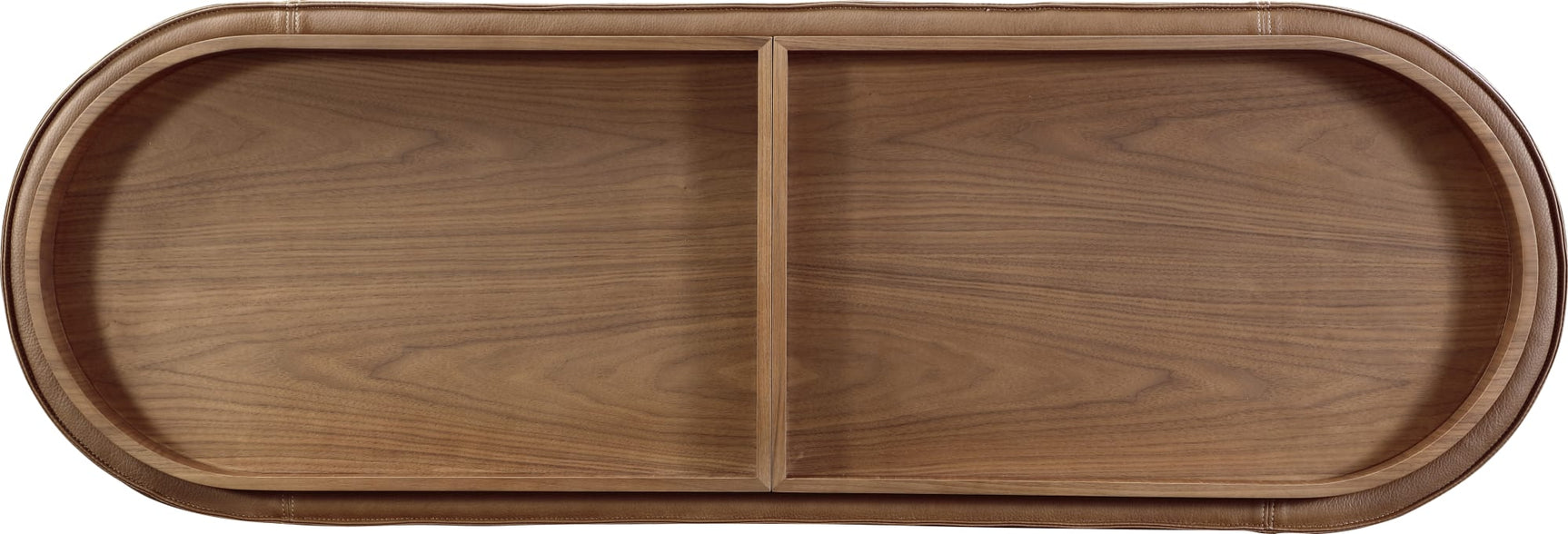 Yeal Sahara Leather Upholstered Storage Console Table with Wooden Tray Top - Ornate Home