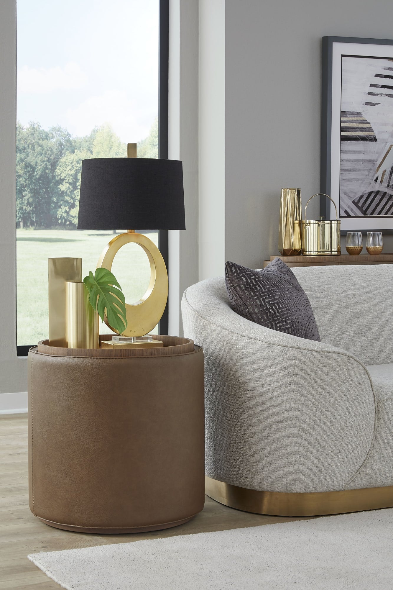 Yeal Sahara Leather Upholstered Storage End Table with Wooden Tray Top - Ornate Home