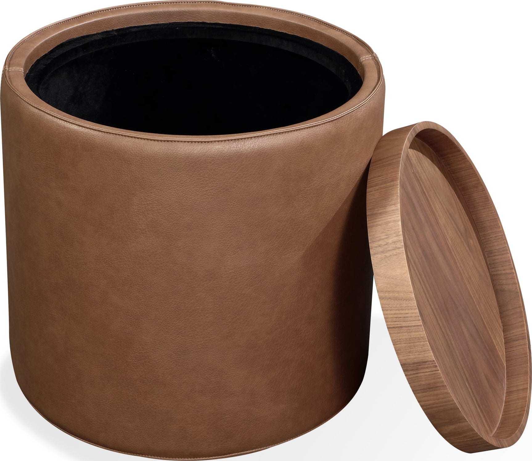 Yeal Sahara Leather Upholstered Storage End Table with Wooden Tray Top - Ornate Home