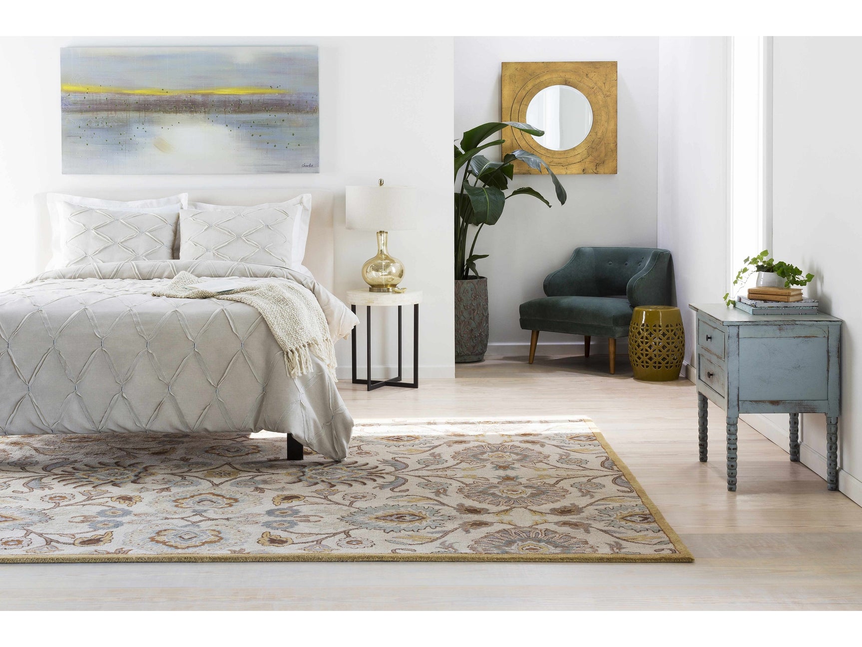 Yellow Ceramic Side Table - Ornate Home