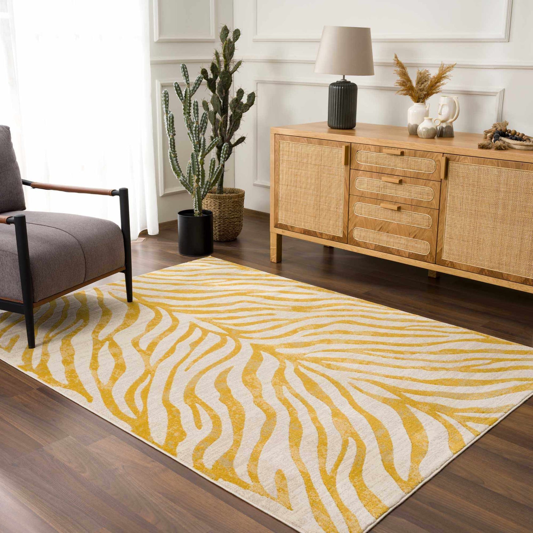 Yellow Terra Zebra Print Area Rug - Clearance - Ornate Home