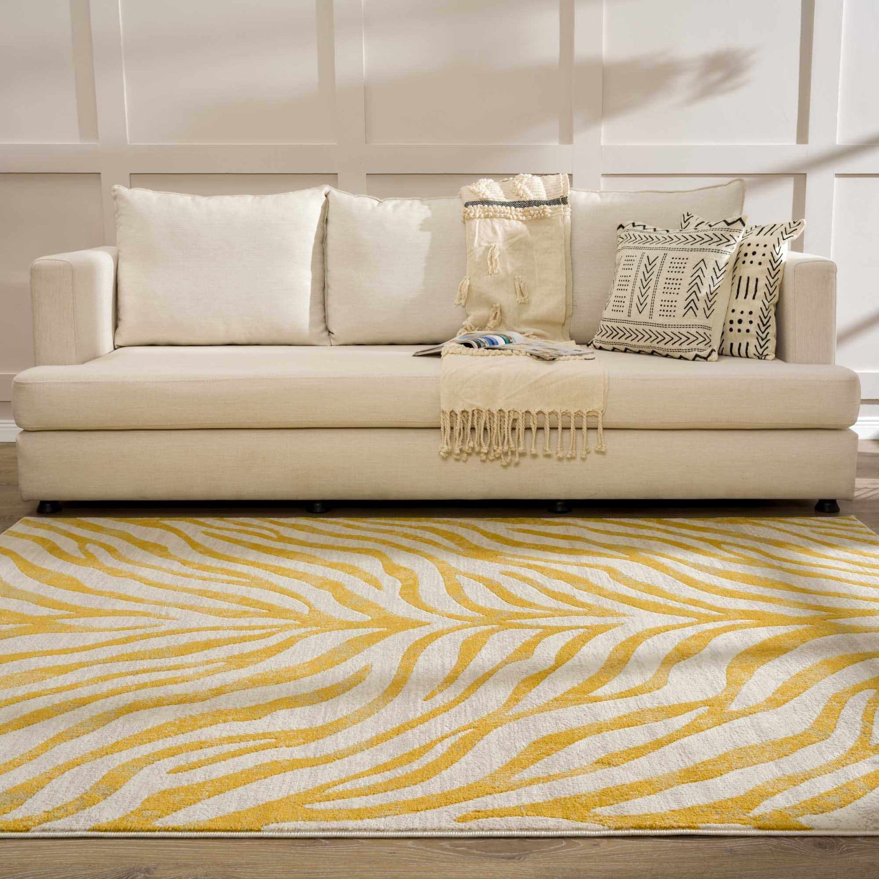 Yellow Terra Zebra Print Area Rug - Clearance - Ornate Home