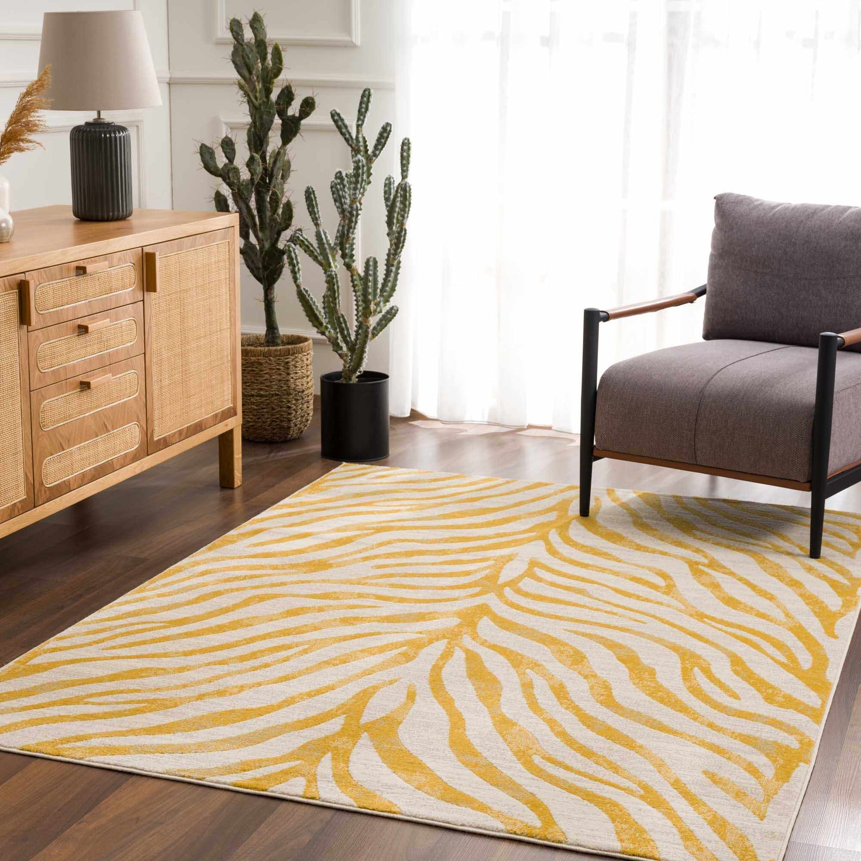 Yellow Terra Zebra Print Area Rug - Clearance - Ornate Home