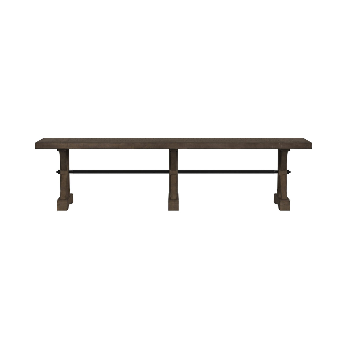 Yellowstone Medium Brown Dining Bench with Metal Bar Cross - Ornate Home