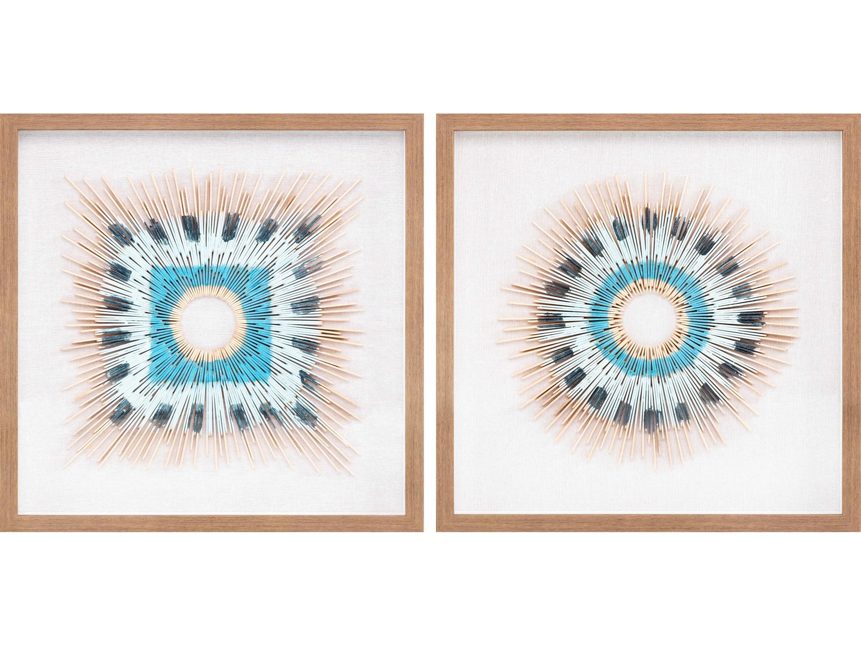 Yenice Natural Wood Geometric Wall Art Set Of Two - Ornate Home