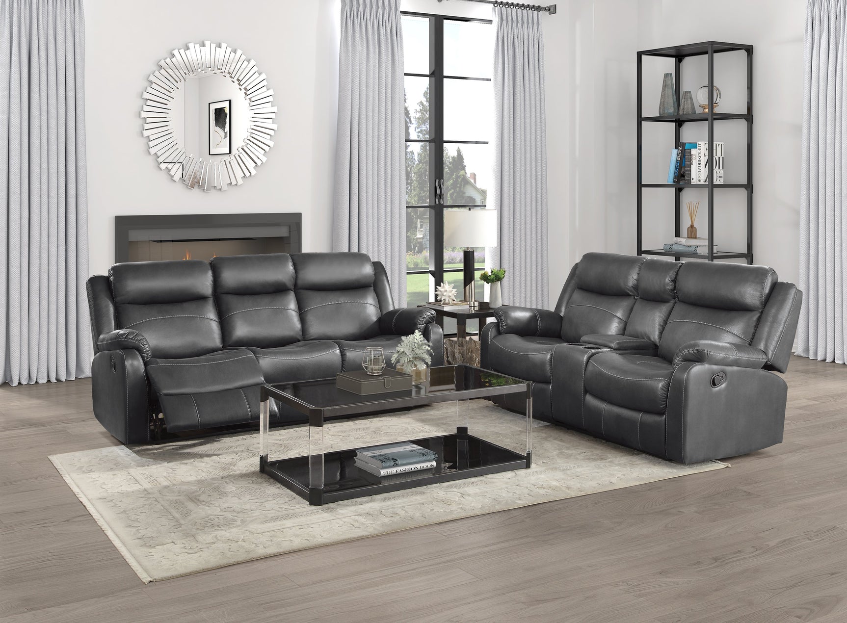 Yerba Gray Double Reclining Sofa - Ornate Home
