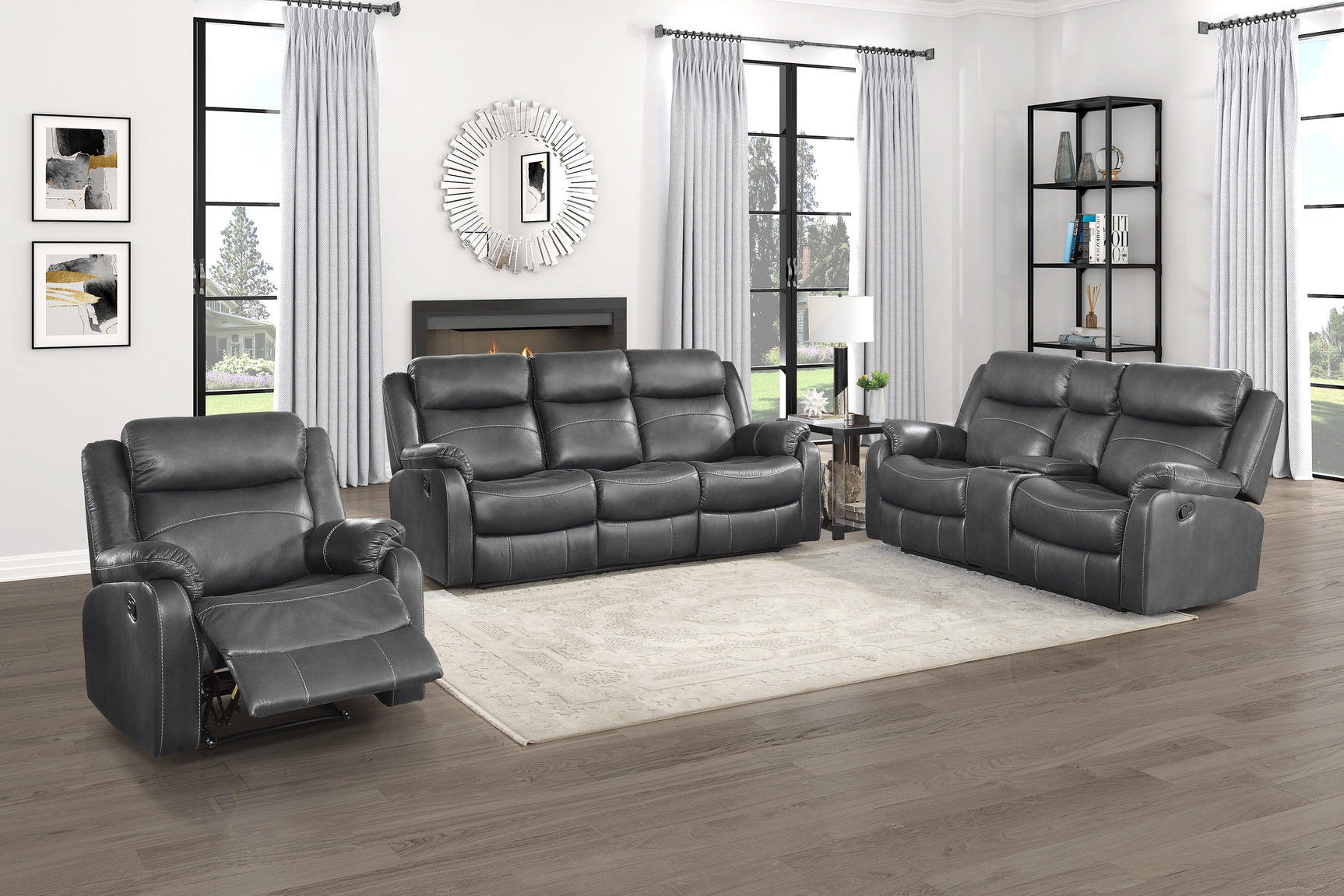 Yerba Gray Double Reclining Sofa - Ornate Home