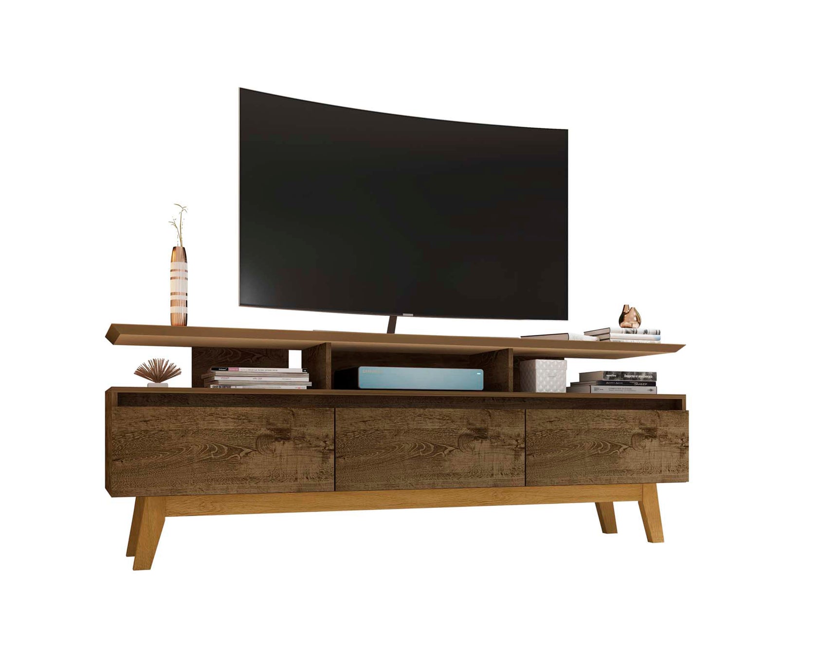 Yonkers 70.86 TV Stand in Rustic Brown - Ornate Home