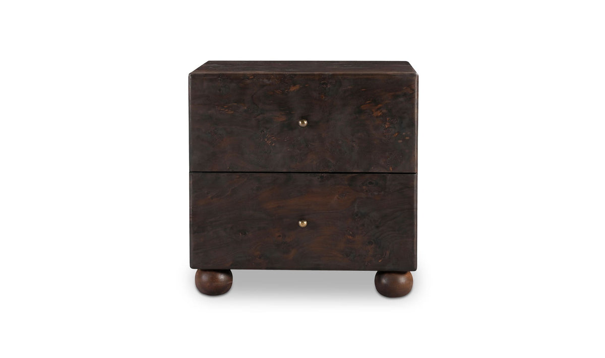 York Dark Brown Burl Nightstand - Ornate Home