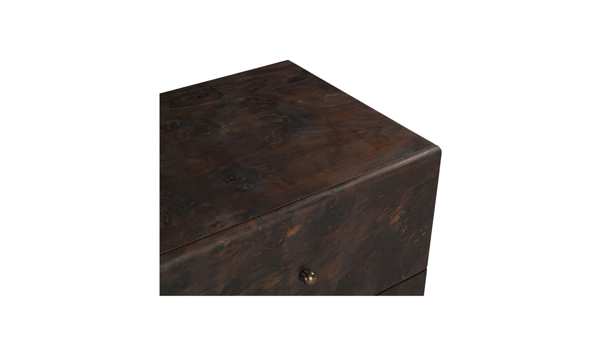 York Dark Brown Burl Nightstand - Ornate Home