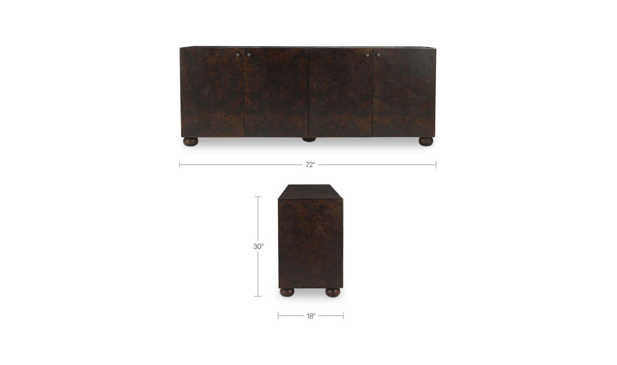 York Dark Brown Burl Sideboard - Ornate Home