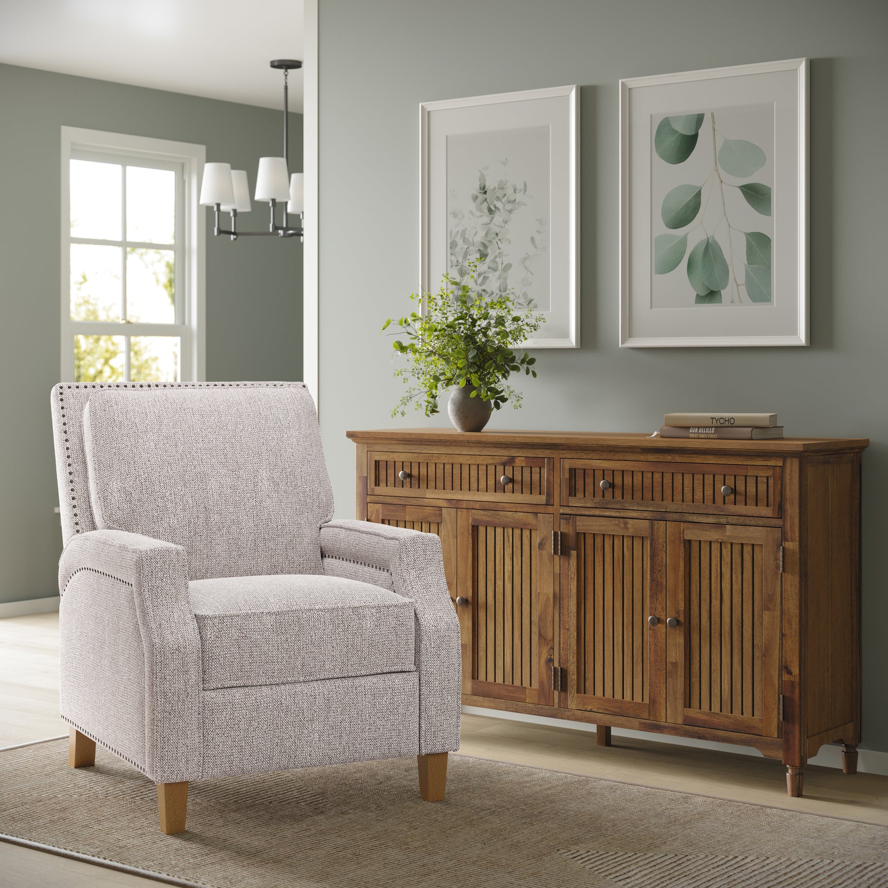 York Grey Push Back Recliner - Ornate Home