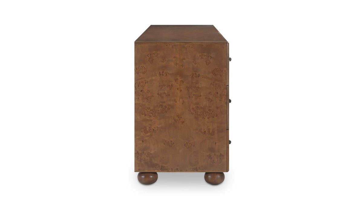 York Warm Brown Burl 6 Drawer Dresser - Ornate Home