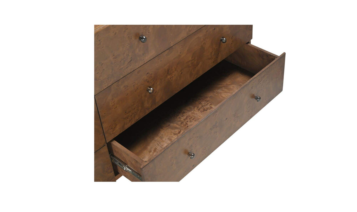 York Warm Brown Burl 6 Drawer Dresser - Ornate Home
