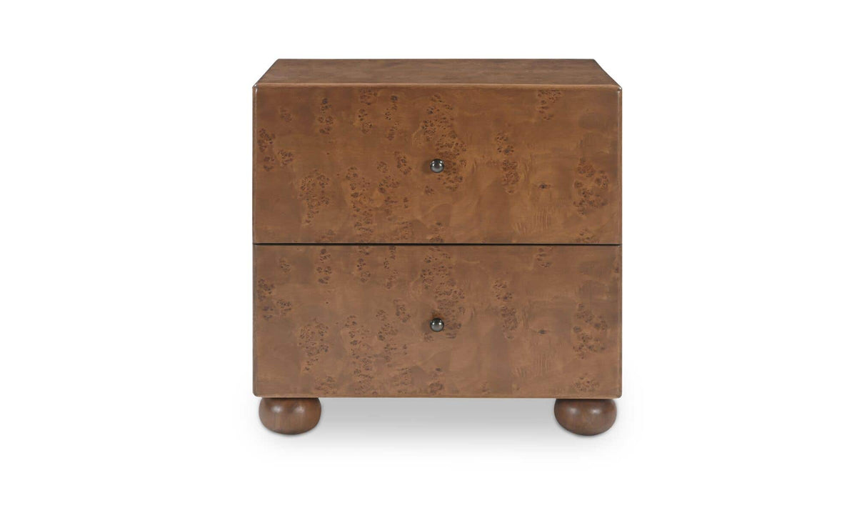 York Warm Brown Burl Nightstand - Ornate Home