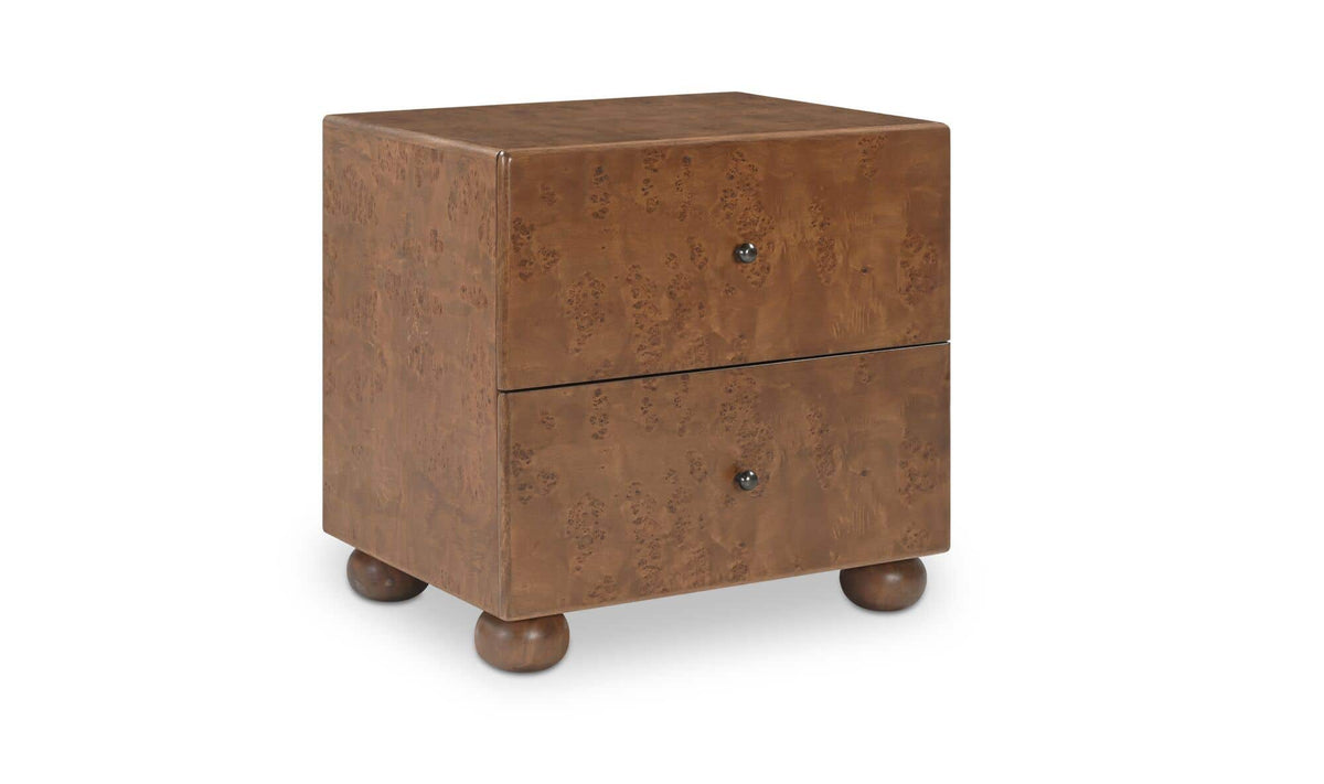 York Warm Brown Burl Nightstand - Ornate Home