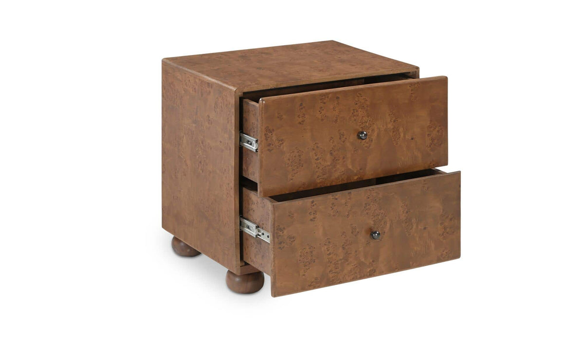York Warm Brown Burl Nightstand - Ornate Home