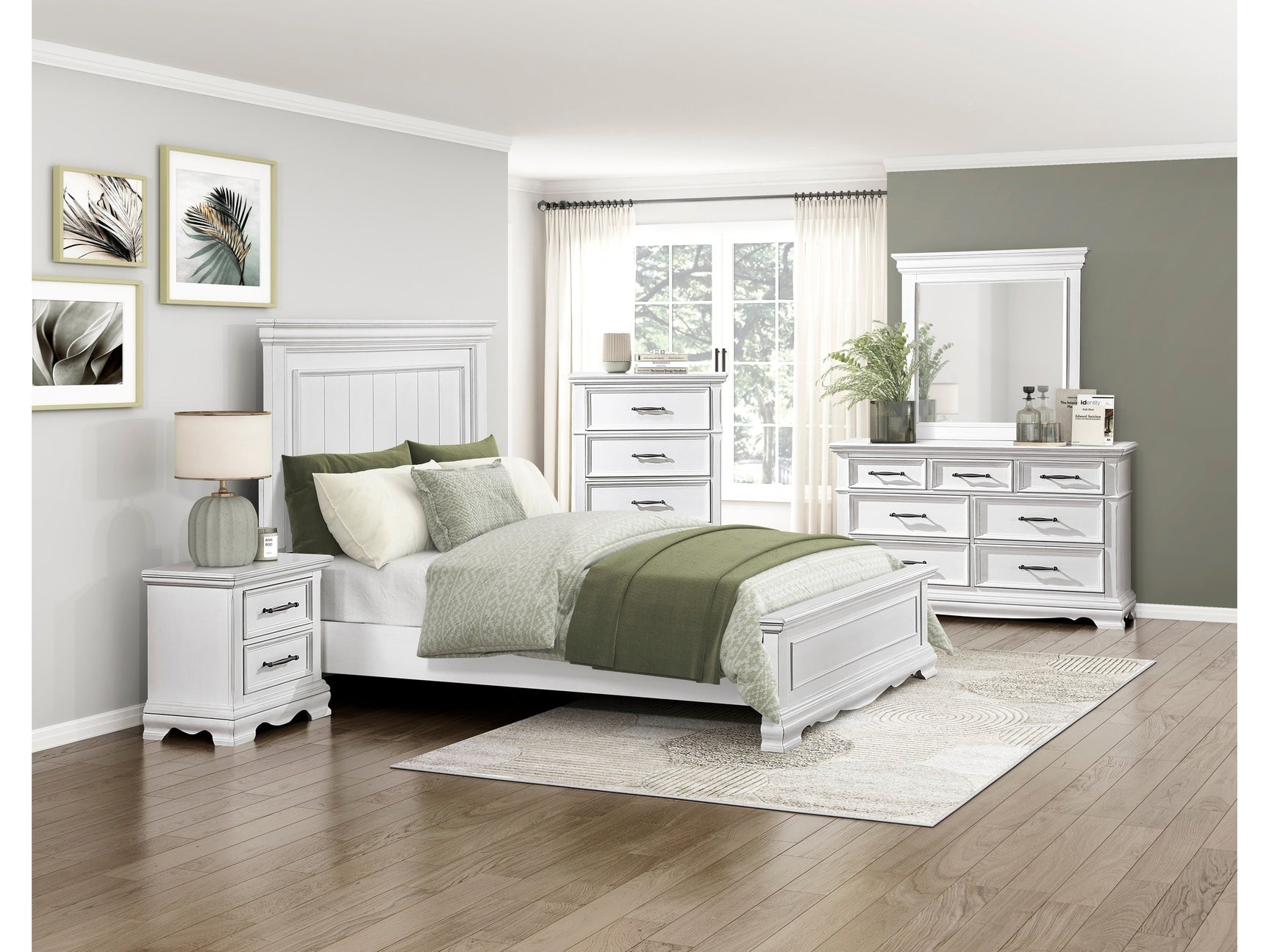 York White 5-Piece Queen Bedroom Set - Ornate Home