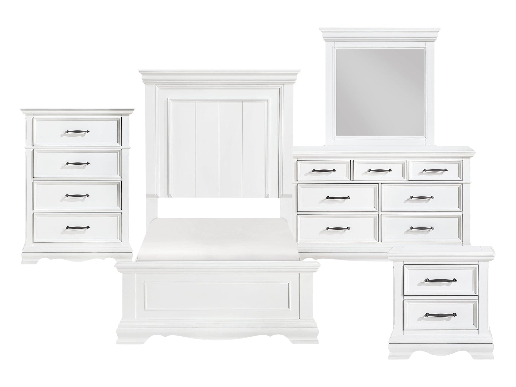 York White 5-Piece Twin Bedroom Set - Ornate Home