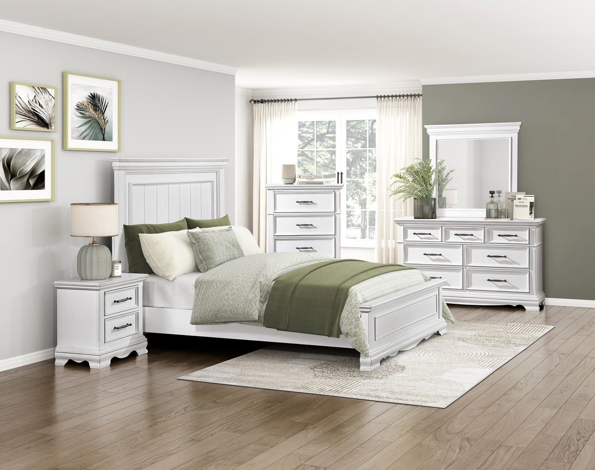 York White Queen Bed - Ornate Home