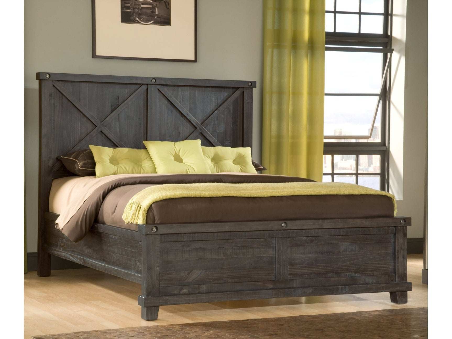 Yosemite Solid Wood Full Panel Bed in Cafe - Ornate Home