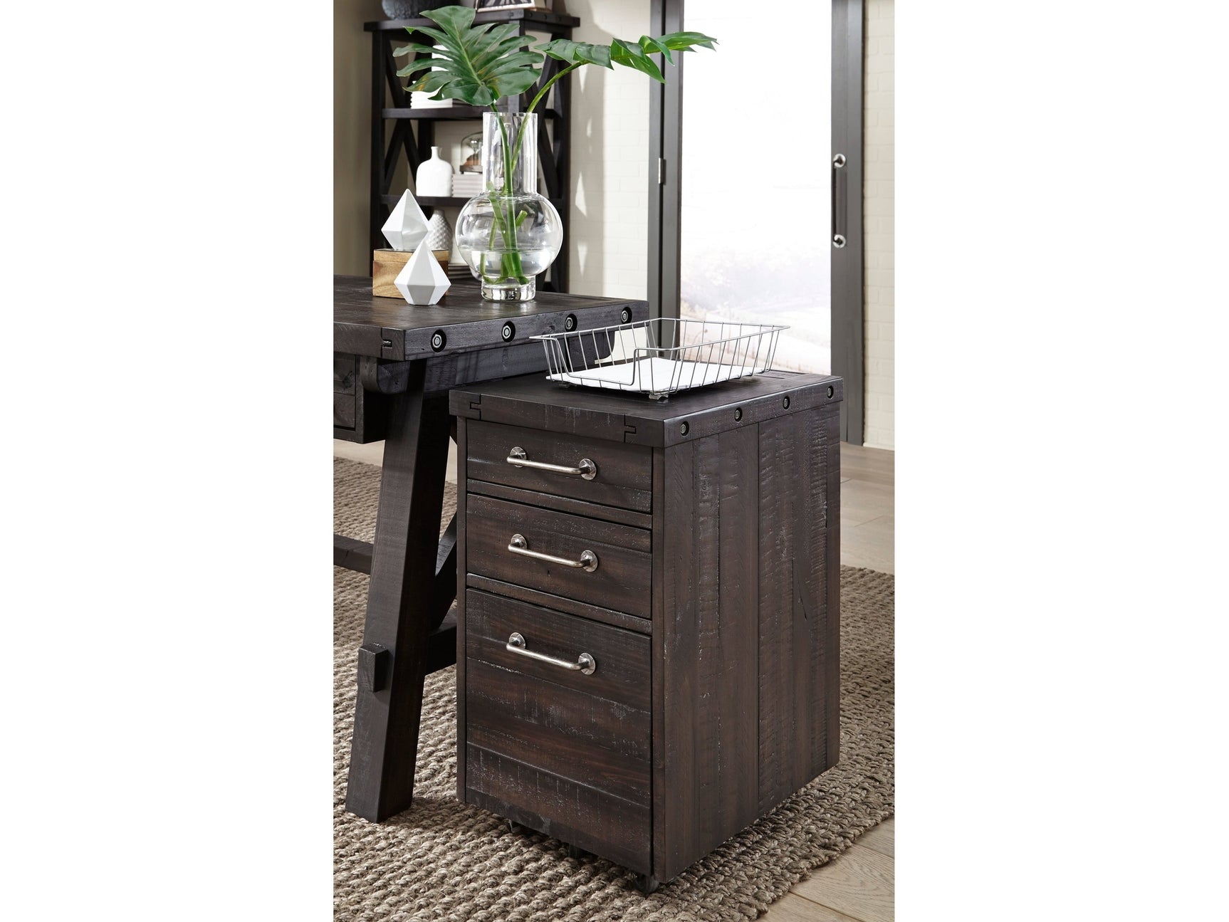 Yosemite Solid Wood Rollling File Cabinet in Cafe - Ornate Home