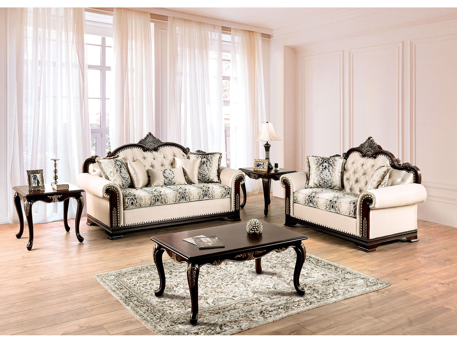 Yucatan Dark Cherry/Beige Sofa & Loveseat - Ornate Home