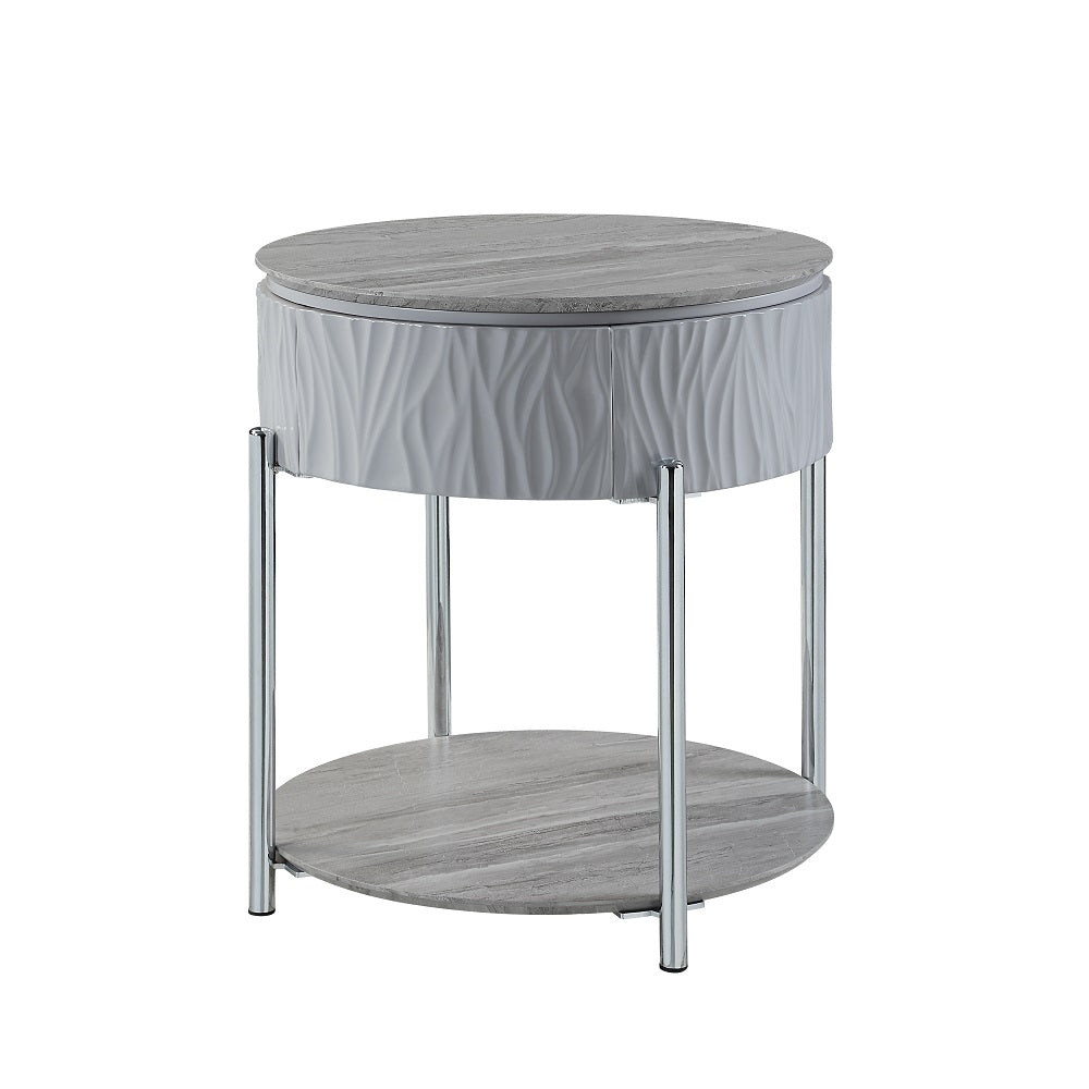Yukino Gray End Table - Ornate Home