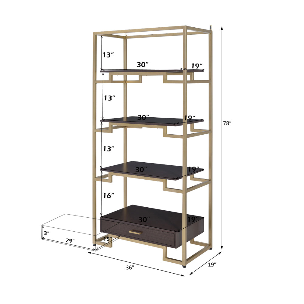 Yumia Gold & Clear Glass Bookshelf - Ornate Home