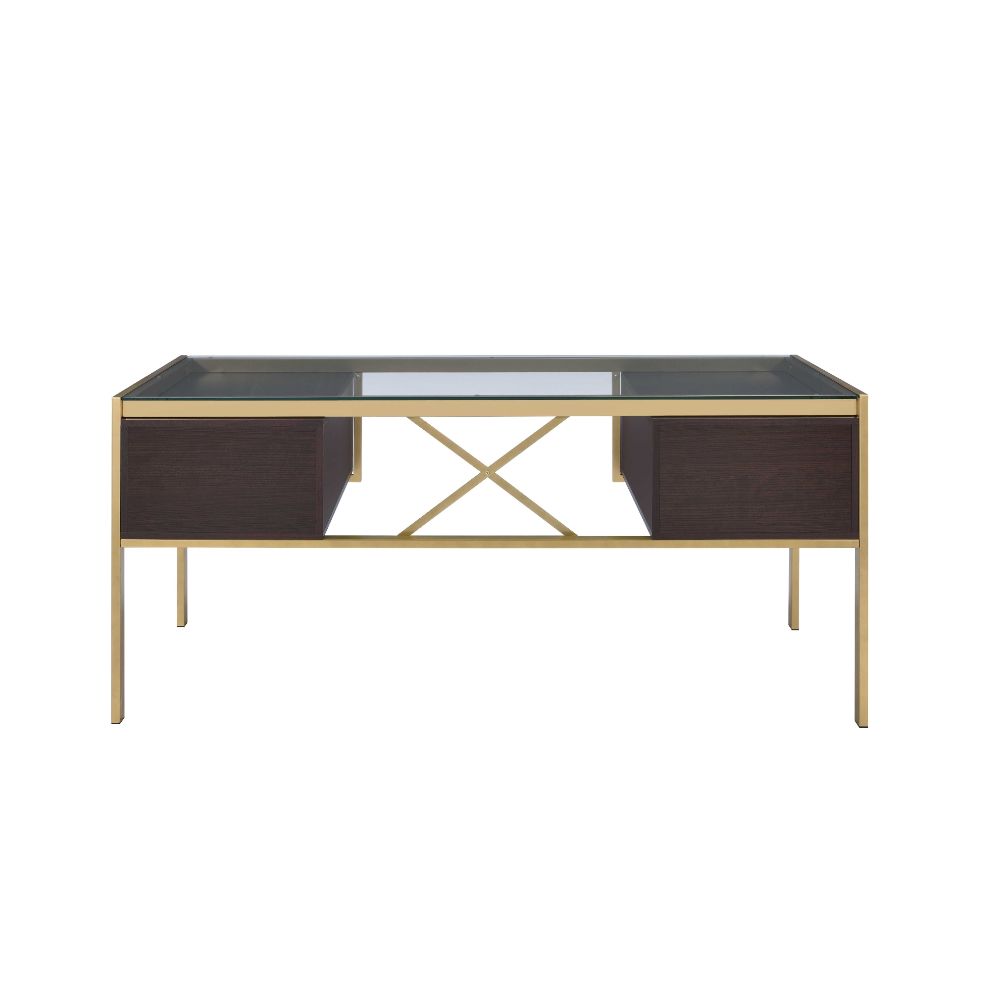 Yumia Gold & Clear Glass Desk - Ornate Home