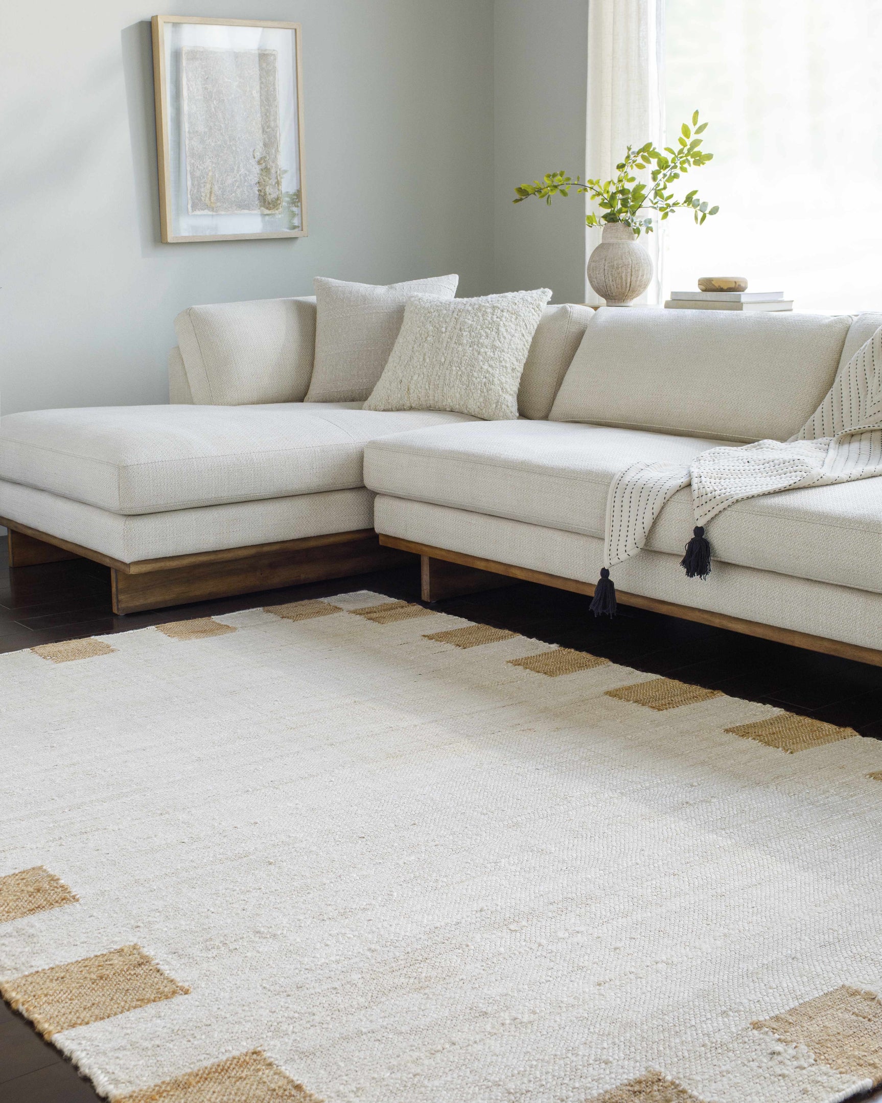 Yuval Dotted Bordered Jute Carpet - Clearance - Ornate Home
