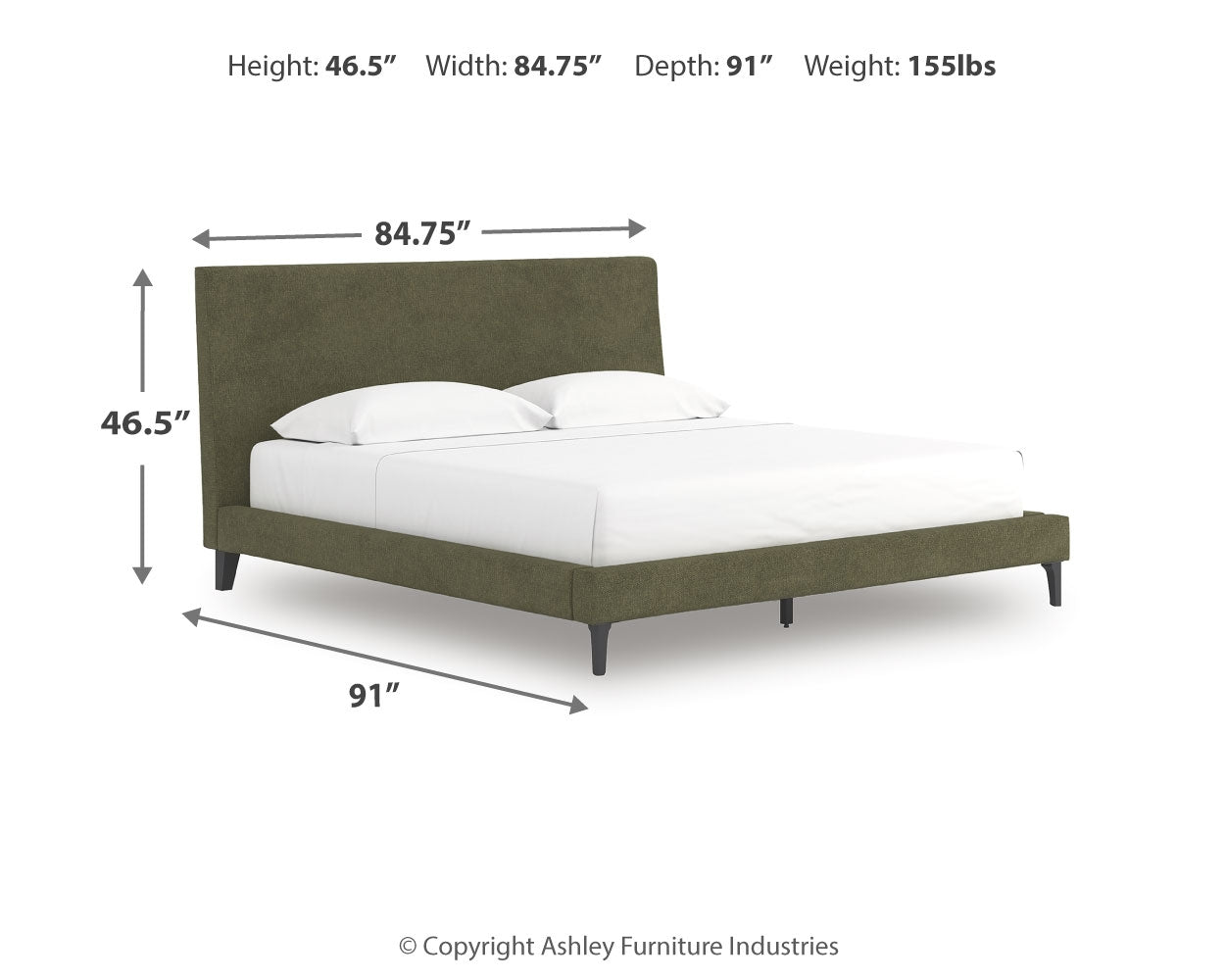 Zadilyn Sage Green King Upholstered Bed with Roll Slats (Online Special Price) - Ornate Home