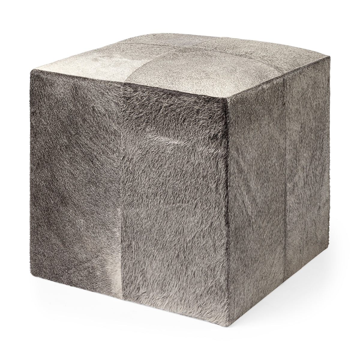 Zahavi Gray 20" Hair-On-Hide Ottoman - Ornate Home