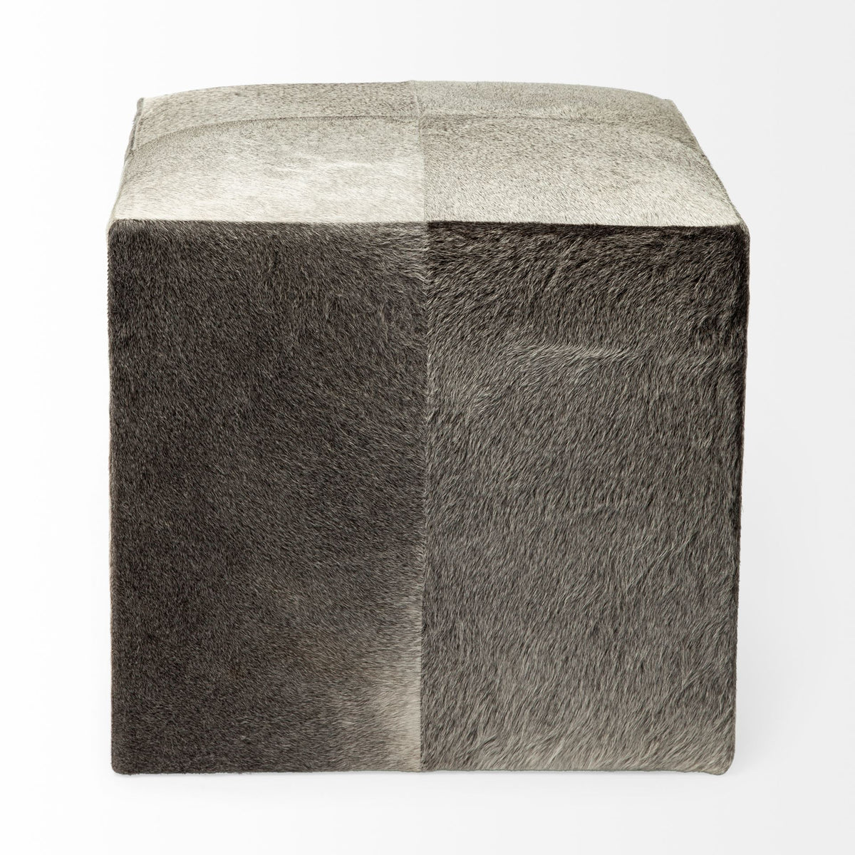 Zahavi Gray 20" Hair-On-Hide Ottoman - Ornate Home