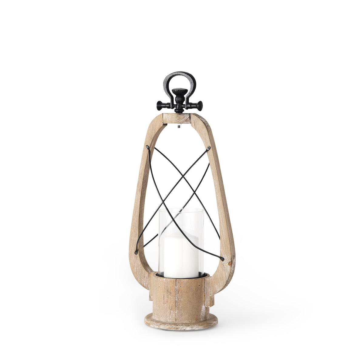 Zain Brown Small Wooden Vintage Inspired Candle Holder Lantern - Ornate Home