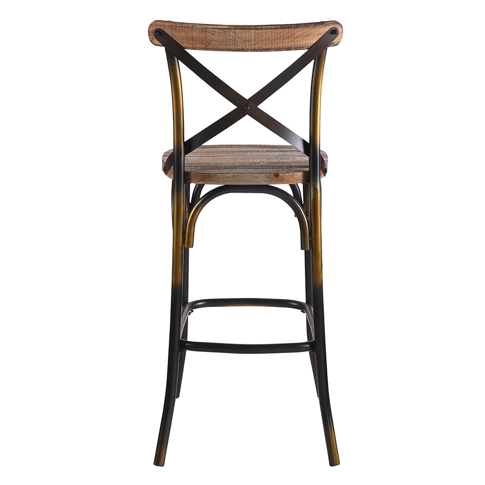 Zaire Antique Copper & Antique Oak Bar Chair (1Pc) - Ornate Home