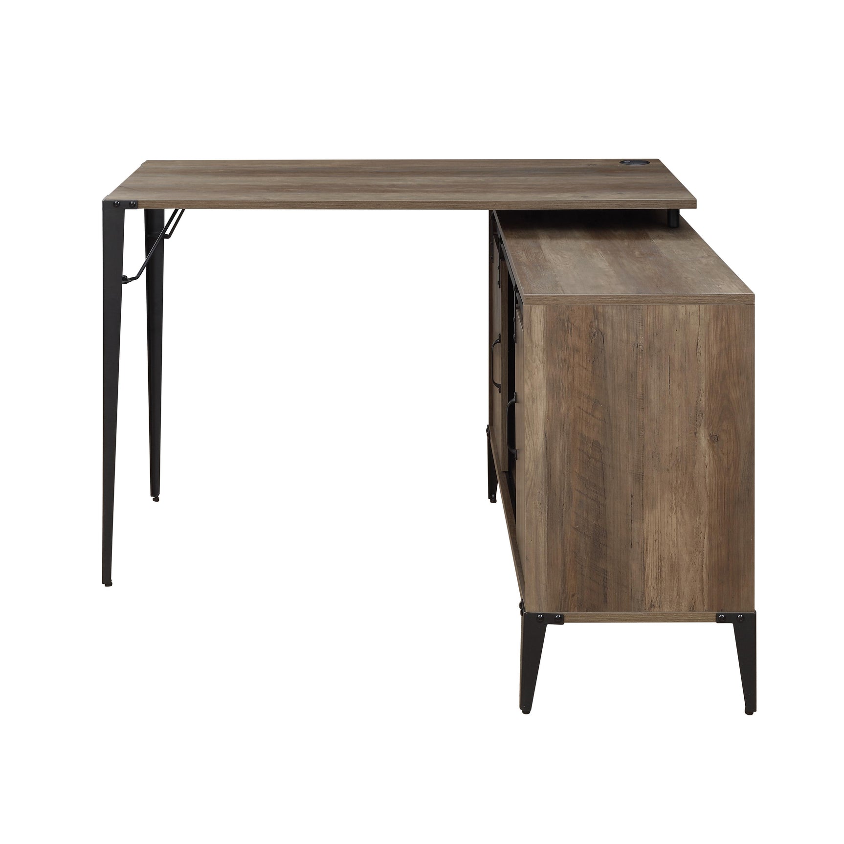 Zakwani Rustic Oak/Black Writing Desk w/ USB - Ornate Home