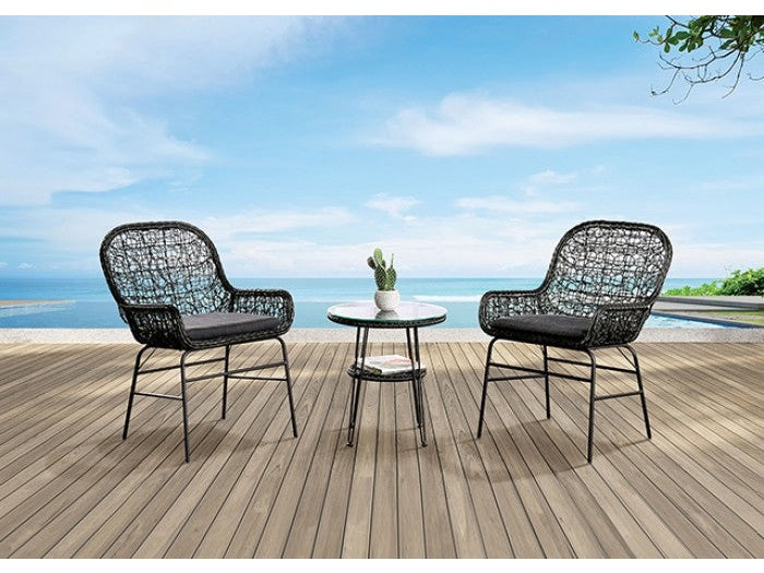 Zalika Black 3 Piece Patio Set - Ornate Home