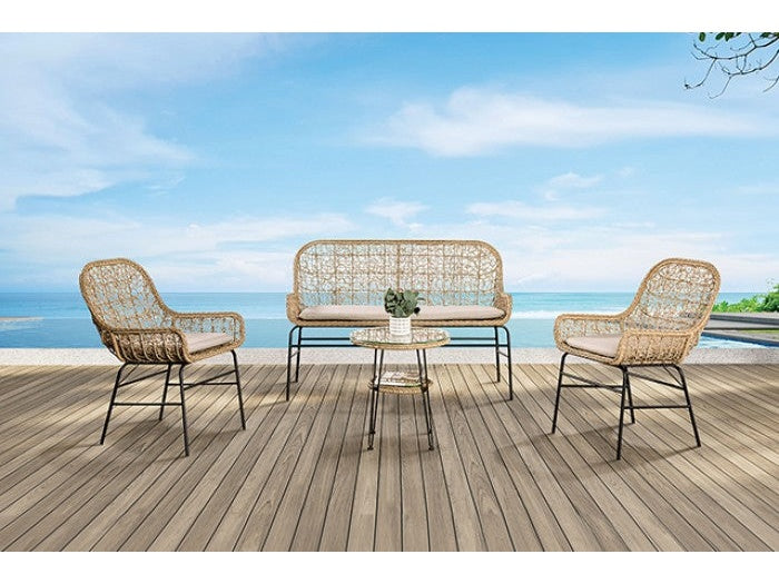 Zalika Natural 4 Piece Patio Set - Ornate Home