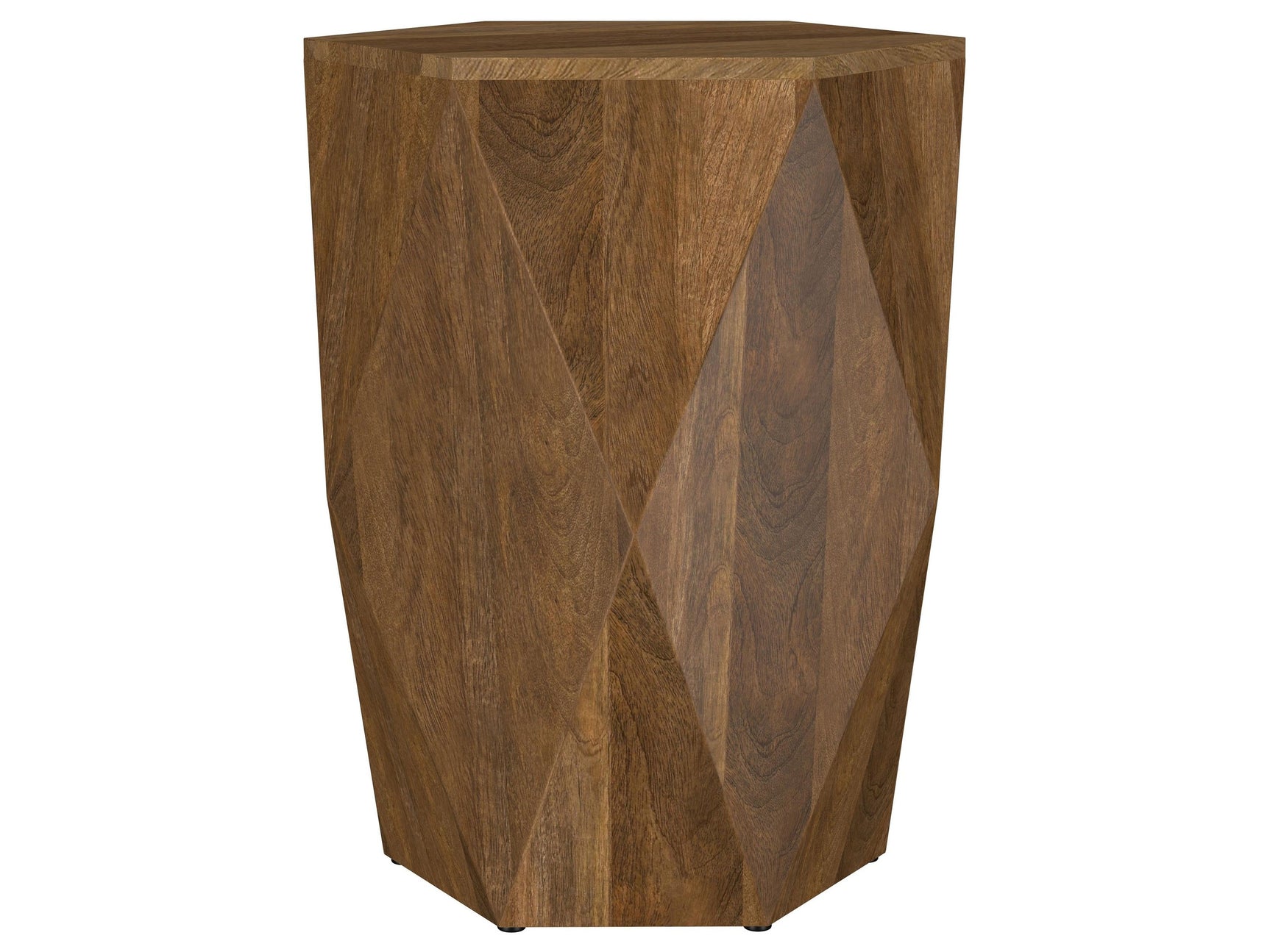 Zalika Natural Hexagonal Solid Mango Wood End Table - Ornate Home