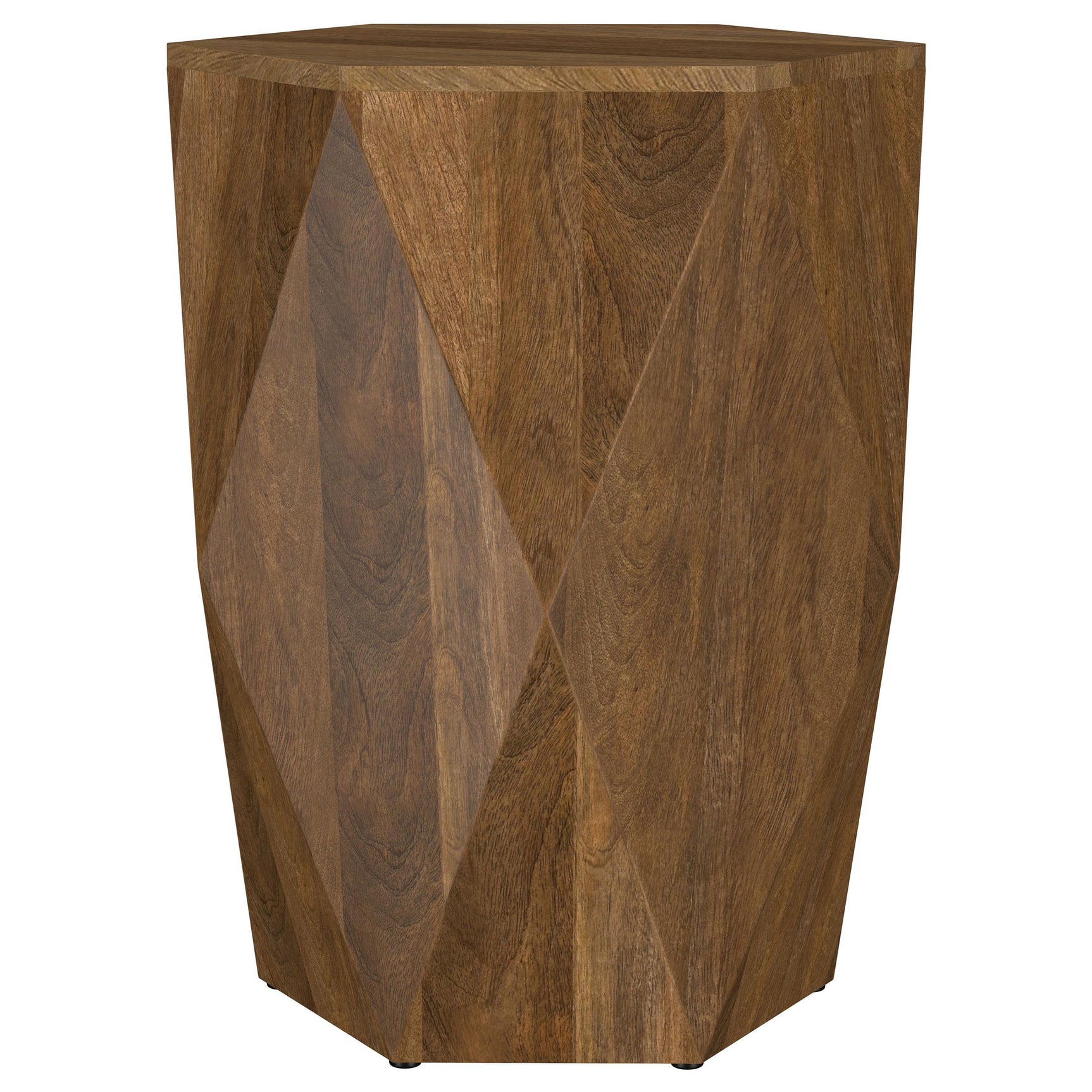 Zalika Natural Hexagonal Solid Mango Wood End Table - Ornate Home