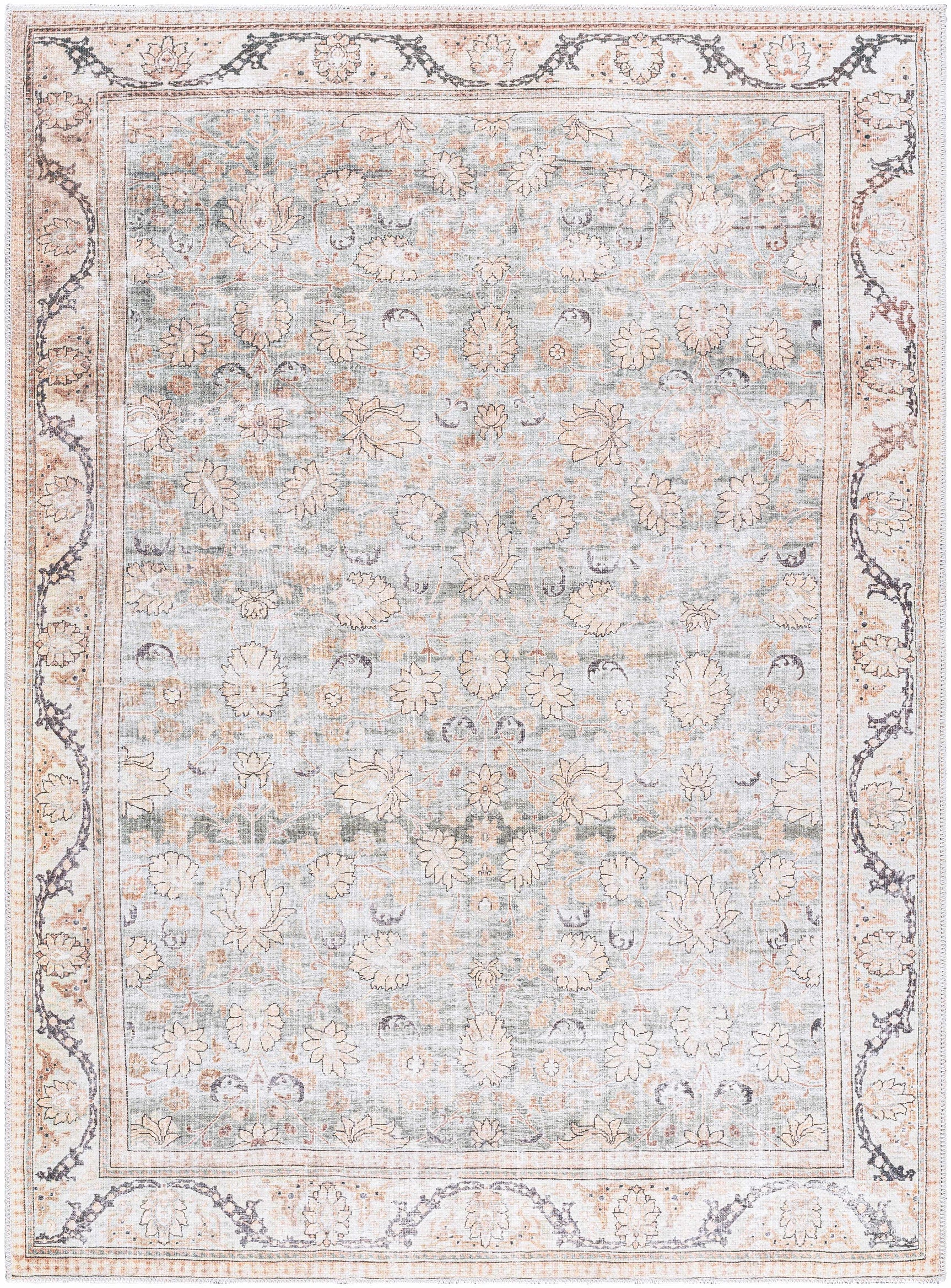 Zamir Vintage Flat Pile Washable Rug - Ornate Home